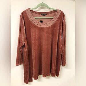 Women's 3/4 Sleeve Round Neck Rhinestone Long Top T Shirt Clothing Blouse Top